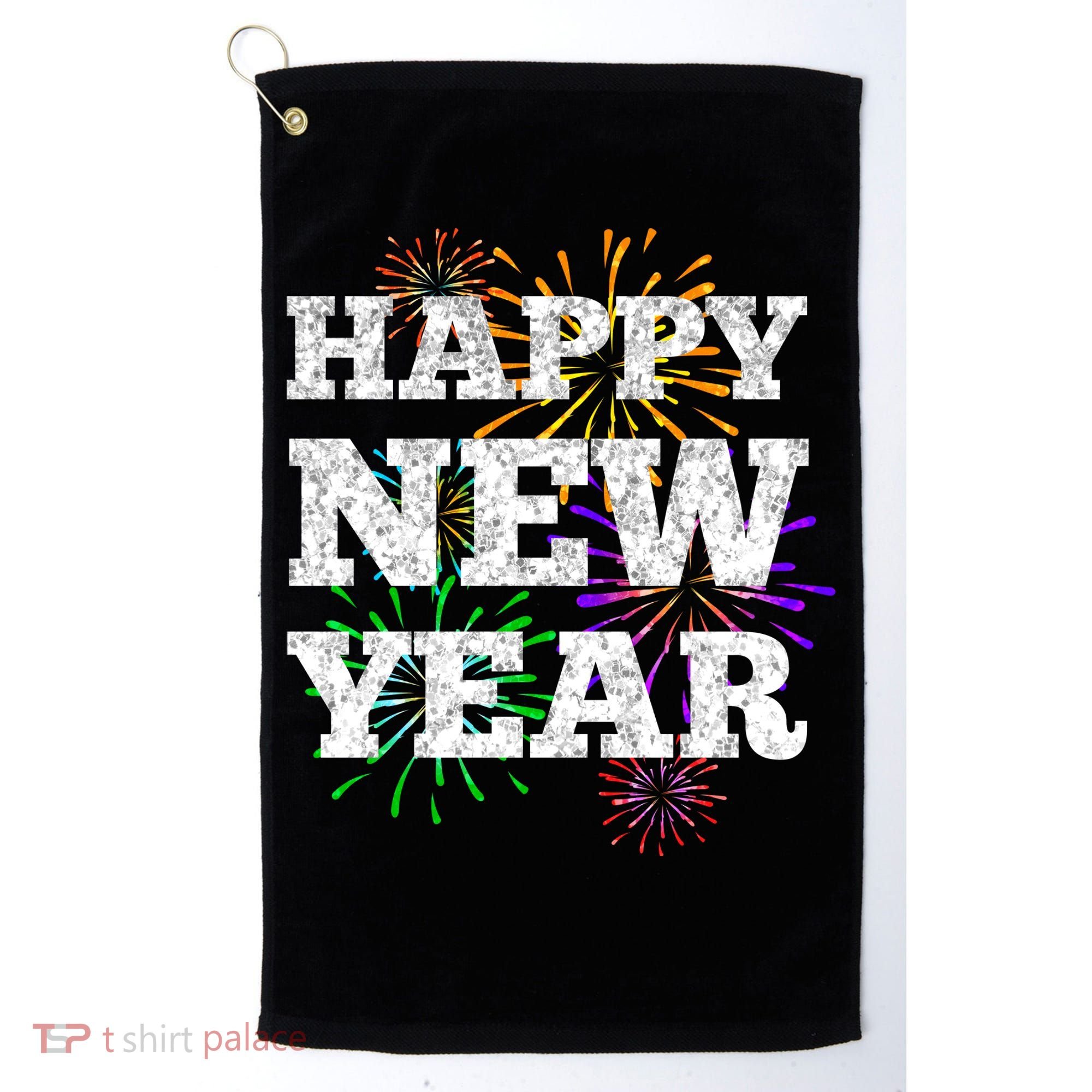 Festive Happy New Year Fireworks Golf Towel
