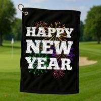 Festive Happy New Year Fireworks Golf Towel thumb 1