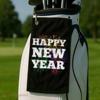 Festive Happy New Year Fireworks Golf Towel thumb 2