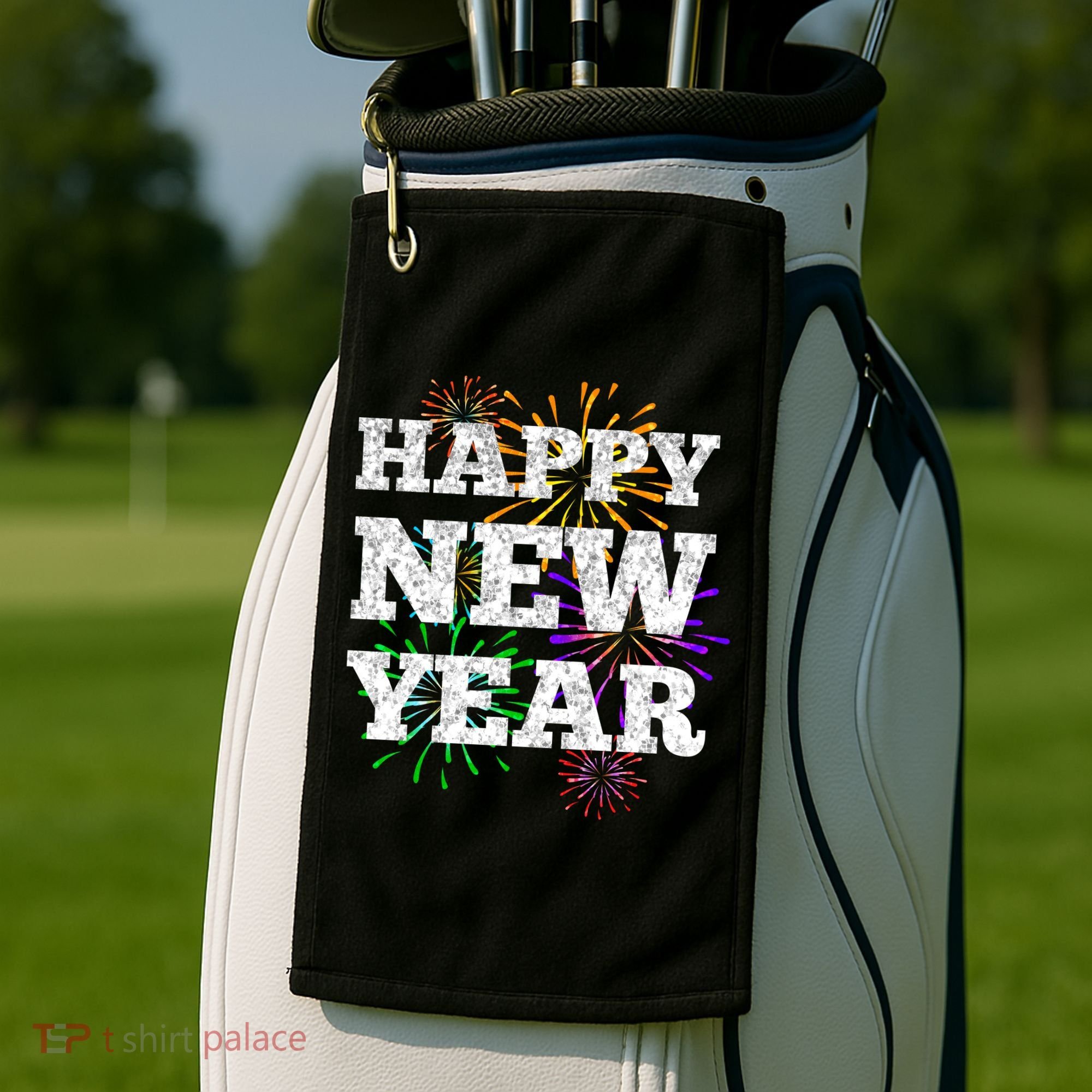 Festive Happy New Year Fireworks Golf Towel