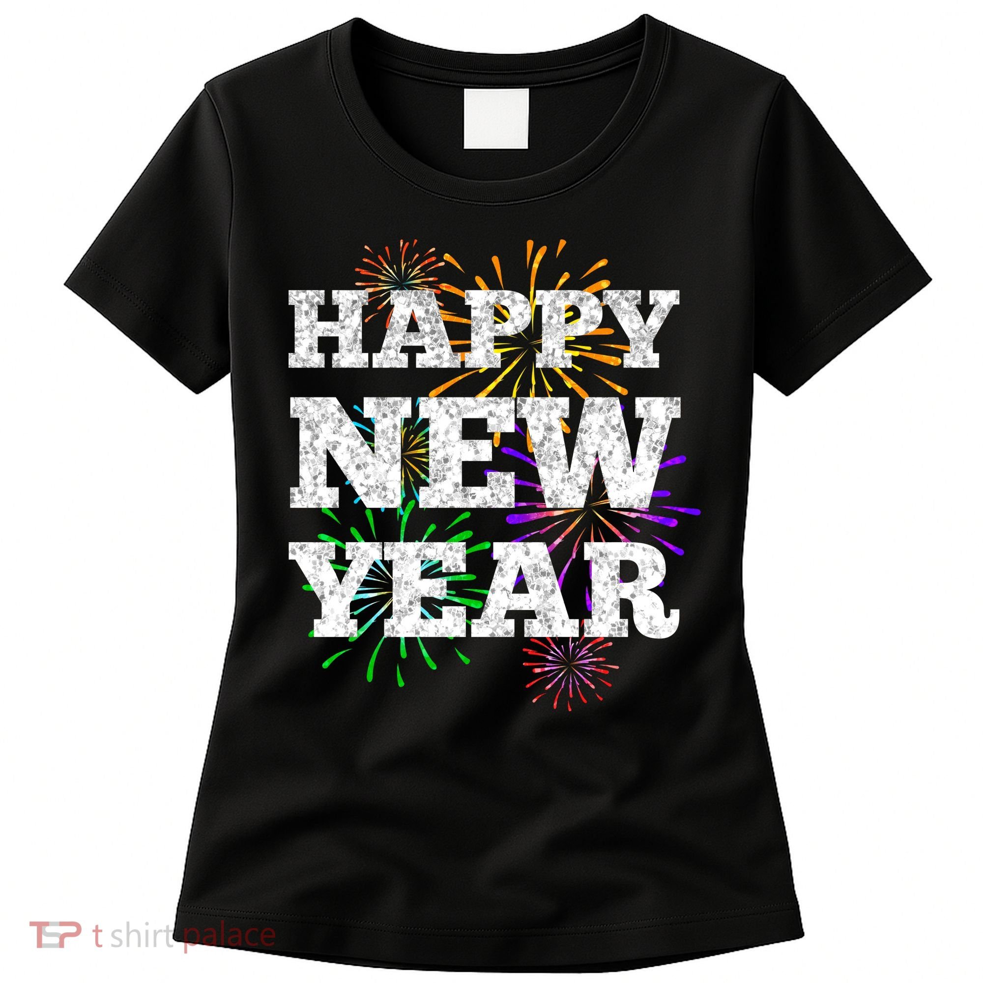 Festive Happy New Year Fireworks Women's T-Shirt