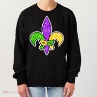 Festive Mardi Gras Fleur De Lis And Party Mask Women's Sweatshirt thumb 0