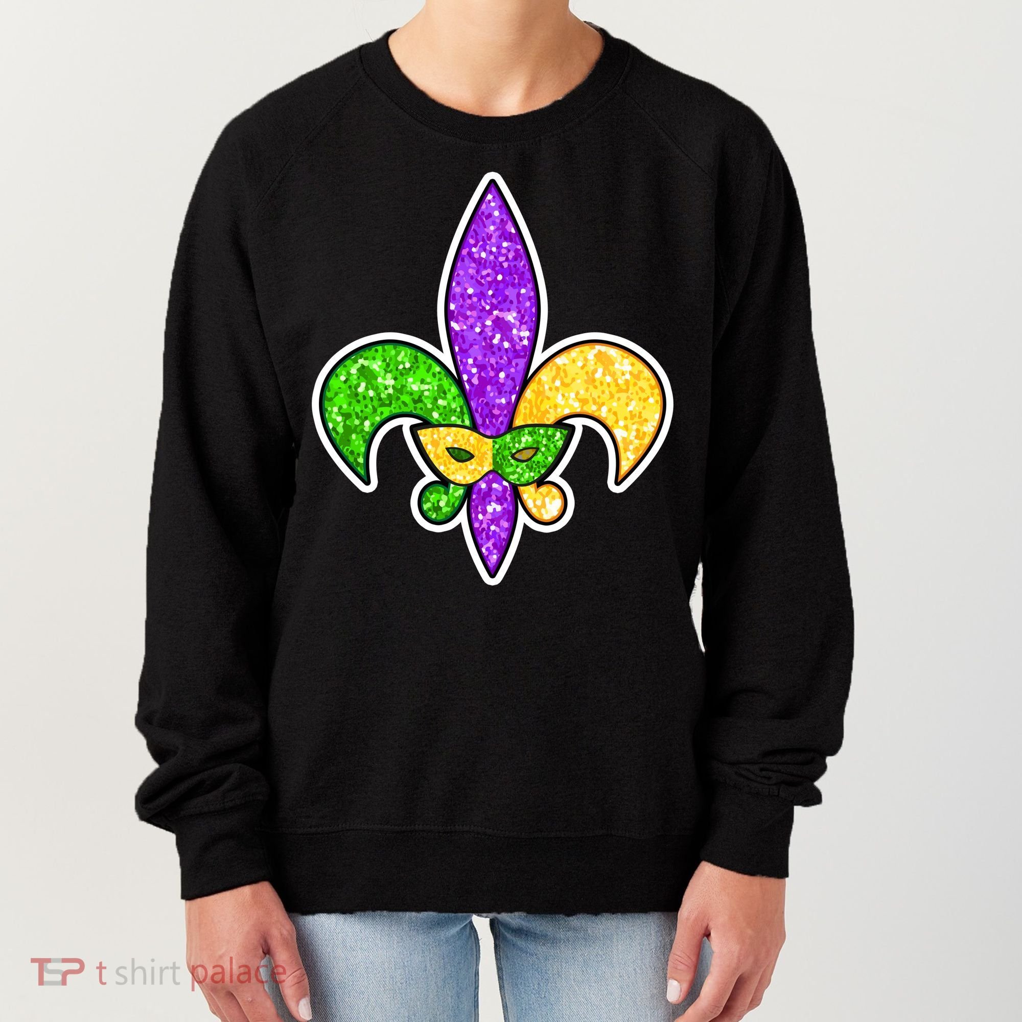 Festive Mardi Gras Fleur De Lis And Party Mask Women's Sweatshirt