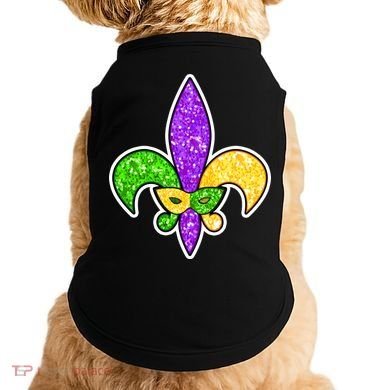 Festive Mardi Gras Fleur De Lis And Party Mask Doggie Tank