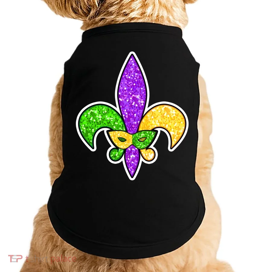 Festive Mardi Gras Fleur De Lis And Party Mask Doggie Tank