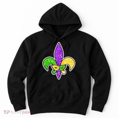 Festive Mardi Gras Fleur De Lis And Party Mask Hoodie
