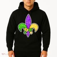 Festive Mardi Gras Fleur De Lis And Party Mask Hoodie thumb 2