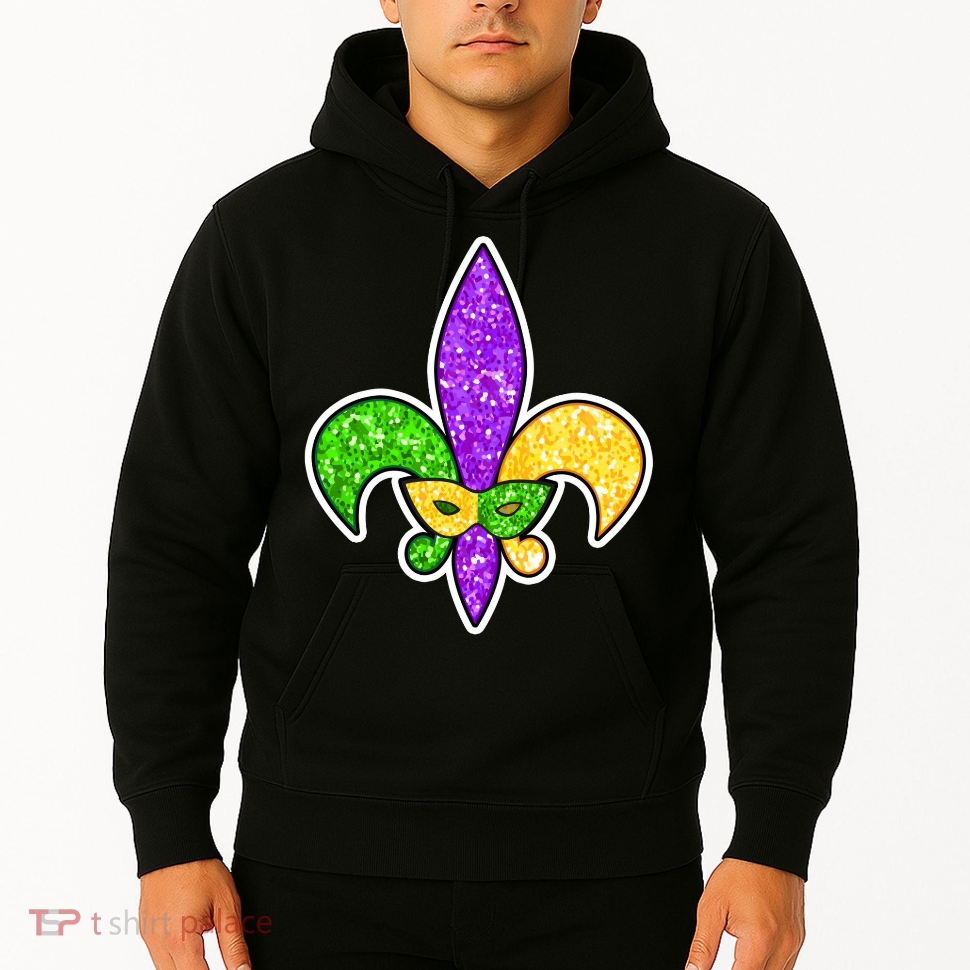 Festive Mardi Gras Fleur De Lis And Party Mask Hoodie