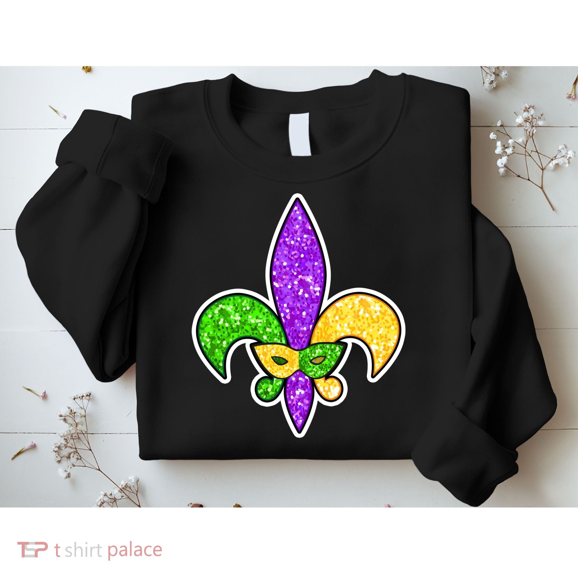 Festive Mardi Gras Fleur De Lis And Party Mask Sweatshirt