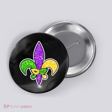 Festive Mardi Gras Fleur De Lis And Party Mask Button