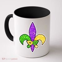 Festive Mardi Gras Fleur De Lis And Party Mask Coffee Mug thumb 0