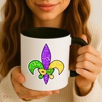 Festive Mardi Gras Fleur De Lis And Party Mask Coffee Mug thumb 3