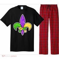 Festive Mardi Gras Fleur De Lis And Party Mask Pajama Set thumb 0