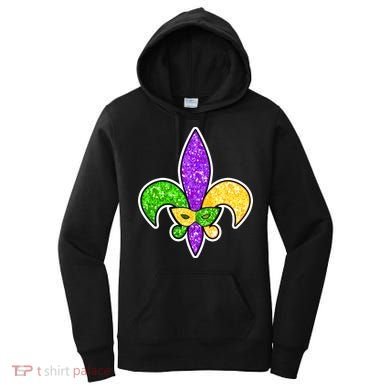 Festive Mardi Gras Fleur De Lis And Party Mask Women's Hoodie