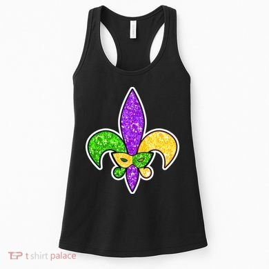 Festive Mardi Gras Fleur De Lis And Party Mask Women's Tank Top