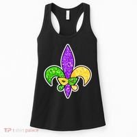 Festive Mardi Gras Fleur De Lis And Party Mask Women's Tank Top thumb 0