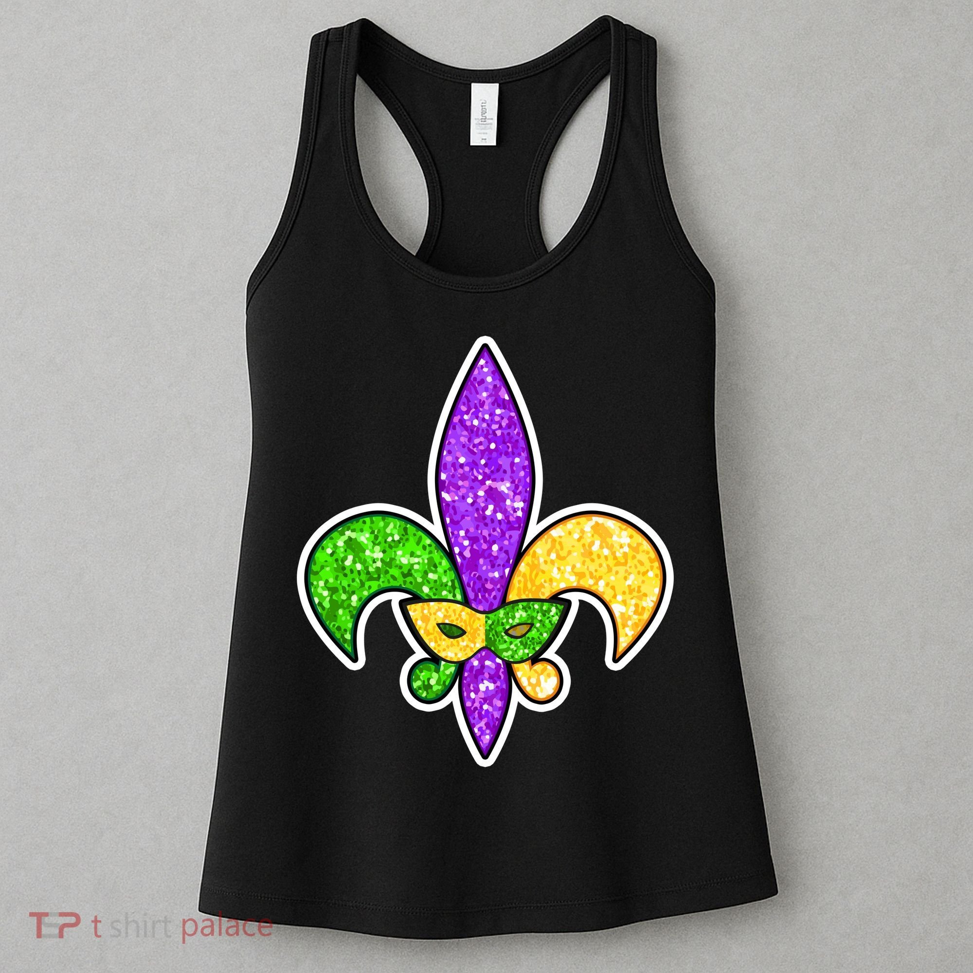 Festive Mardi Gras Fleur De Lis And Party Mask Women's Tank Top