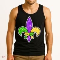Festive Mardi Gras Fleur De Lis And Party Mask Tank Top thumb 3