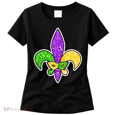Festive Mardi Gras Fleur De Lis And Party Mask Women's T-Shirt