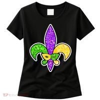 Festive Mardi Gras Fleur De Lis And Party Mask Women's T-Shirt thumb 0
