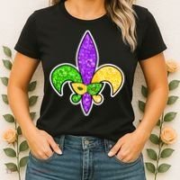 Festive Mardi Gras Fleur De Lis And Party Mask Women's T-Shirt thumb 2