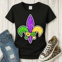 Festive Mardi Gras Fleur De Lis And Party Mask Women's T-Shirt thumb 3