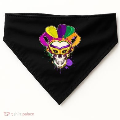Festive Mardi Gras Skull  USA-Made Doggie Bandana