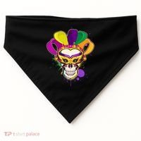 Festive Mardi Gras Skull  USA-Made Doggie Bandana thumb 0