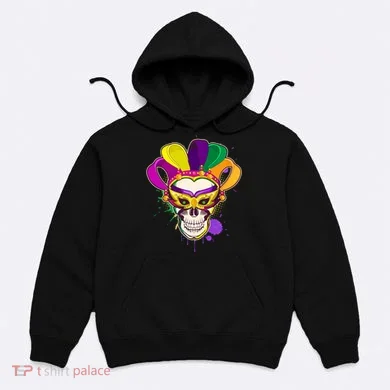 Festive Mardi Gras Skull  Hoodie