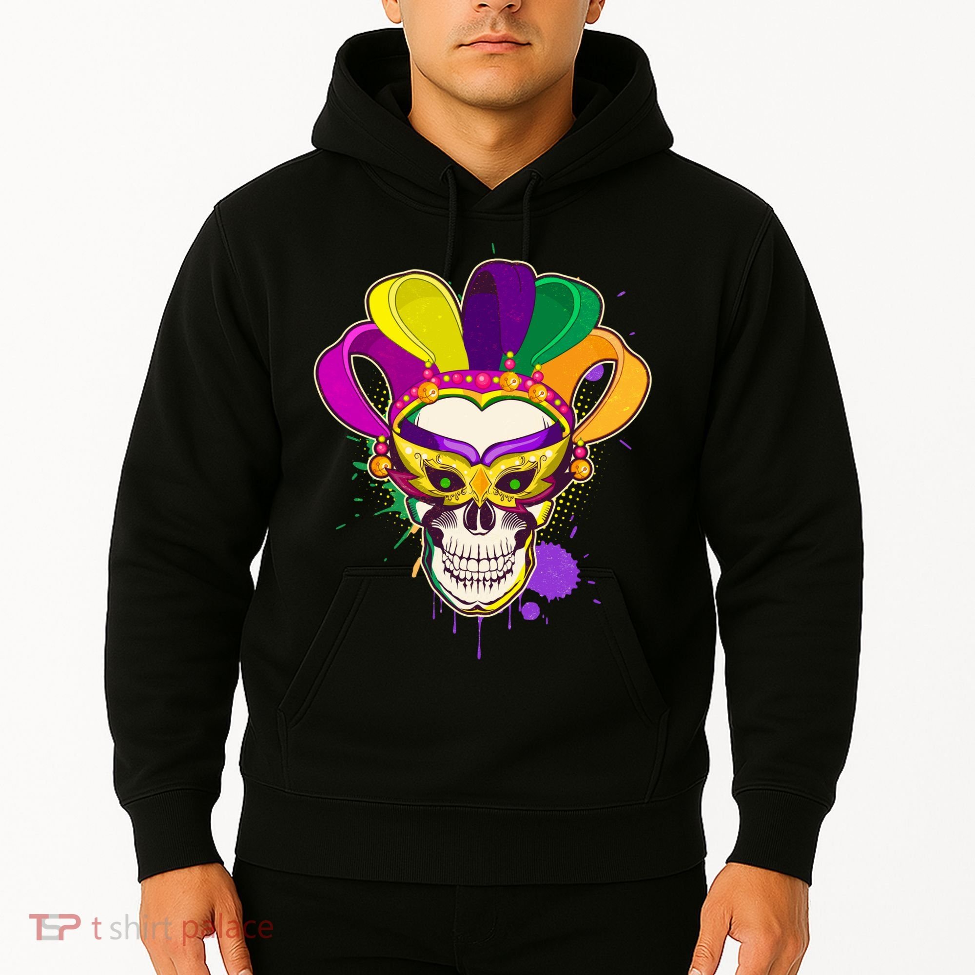 Festive Mardi Gras Skull  Hoodie