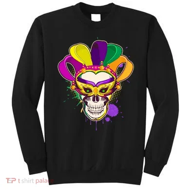 Festive Mardi Gras Skull  Sweatshirt