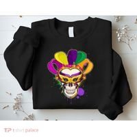 Festive Mardi Gras Skull  Sweatshirt thumb 2