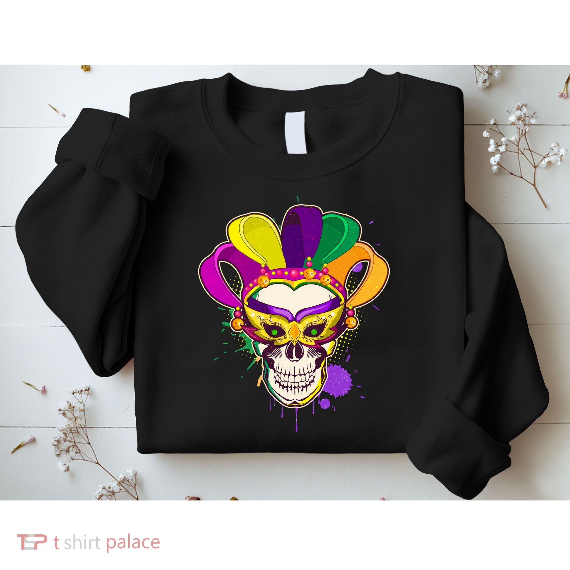 Festive Mardi Gras Skull  Sweatshirt