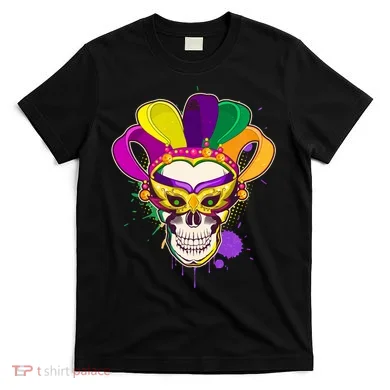 Festive Mardi Gras Skull  T-Shirt