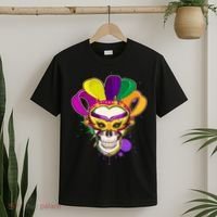 Festive Mardi Gras Skull  T-Shirt thumb 2
