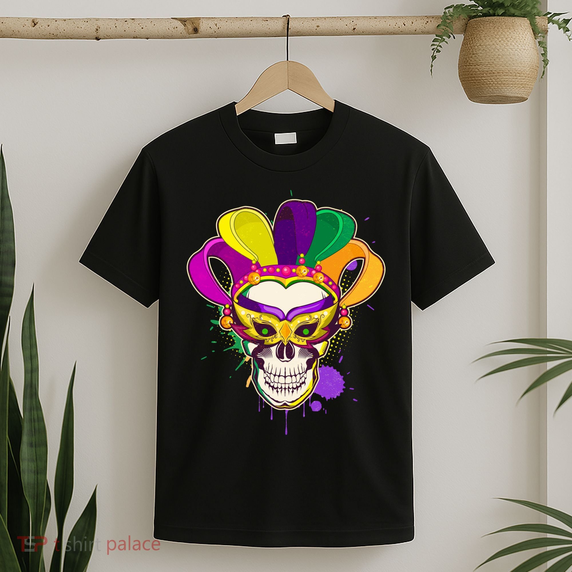 Festive Mardi Gras Skull  T-Shirt