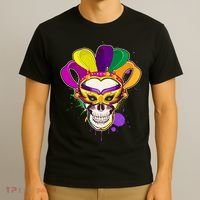 Festive Mardi Gras Skull  T-Shirt thumb 3