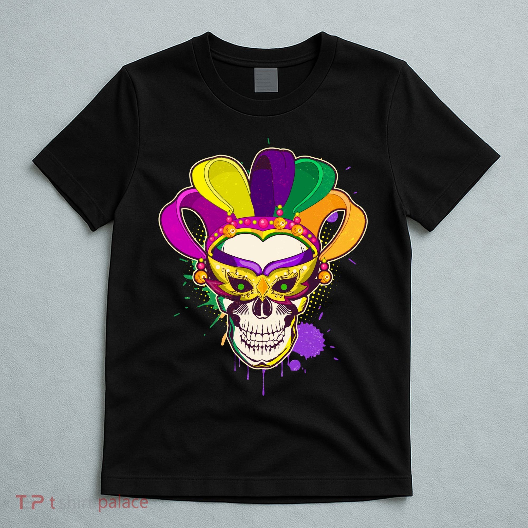 Festive Mardi Gras Skull  T-Shirt
