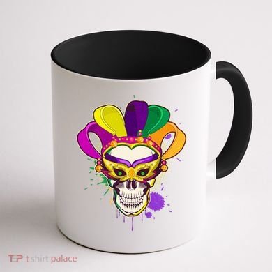 Festive Mardi Gras Skull  Coffee Mug back