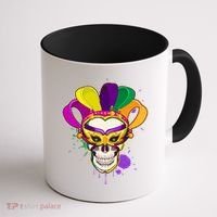 Festive Mardi Gras Skull  Coffee Mug thumb 1