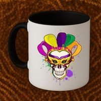 Festive Mardi Gras Skull  Coffee Mug thumb 2
