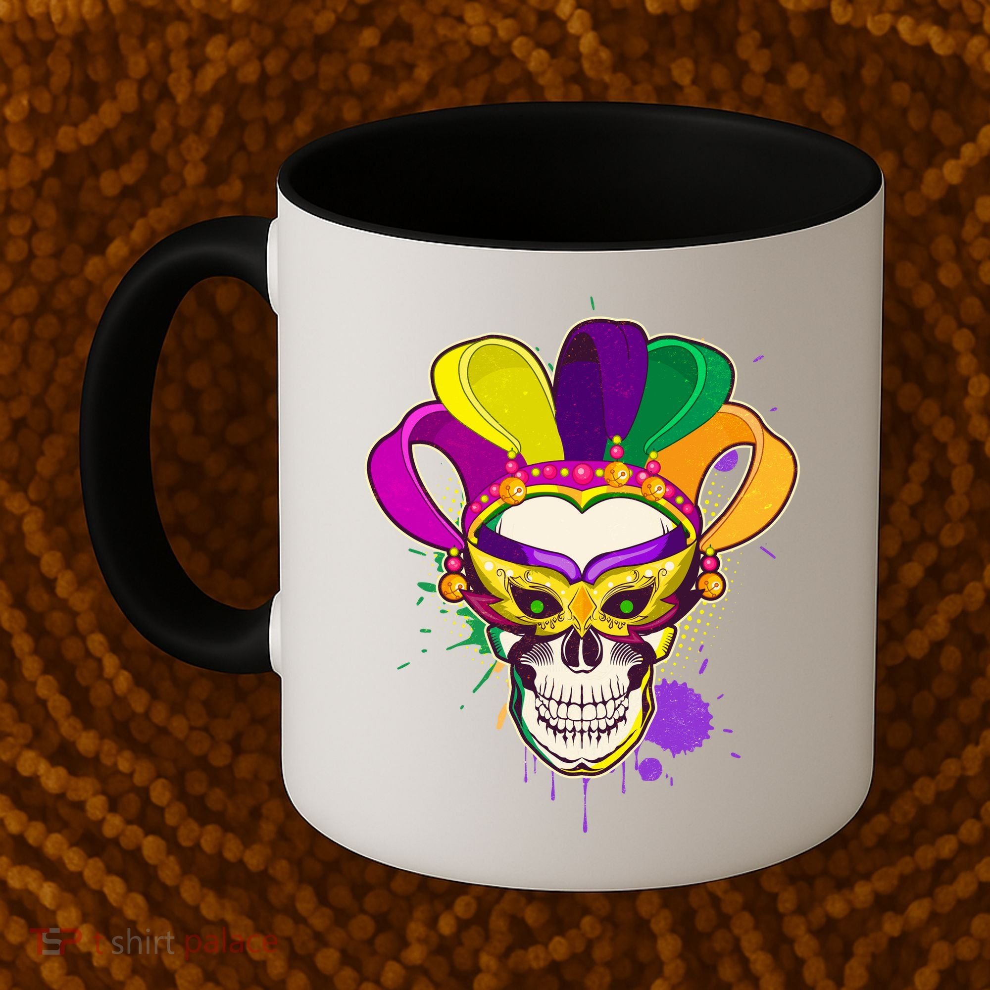 Festive Mardi Gras Skull  Coffee Mug