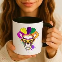 Festive Mardi Gras Skull  Coffee Mug thumb 3