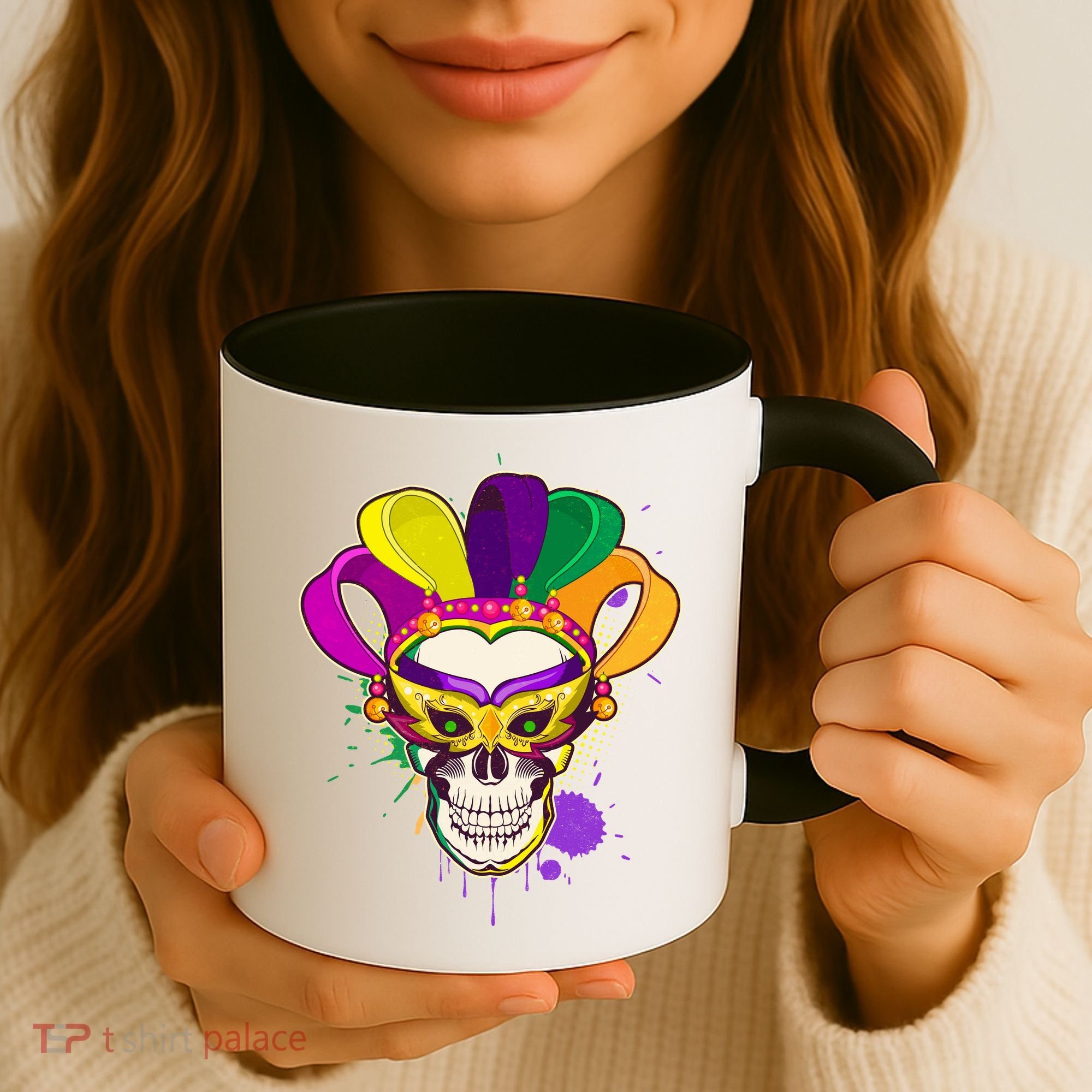 Festive Mardi Gras Skull  Coffee Mug