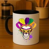 Festive Mardi Gras Skull  Coffee Mug thumb 4