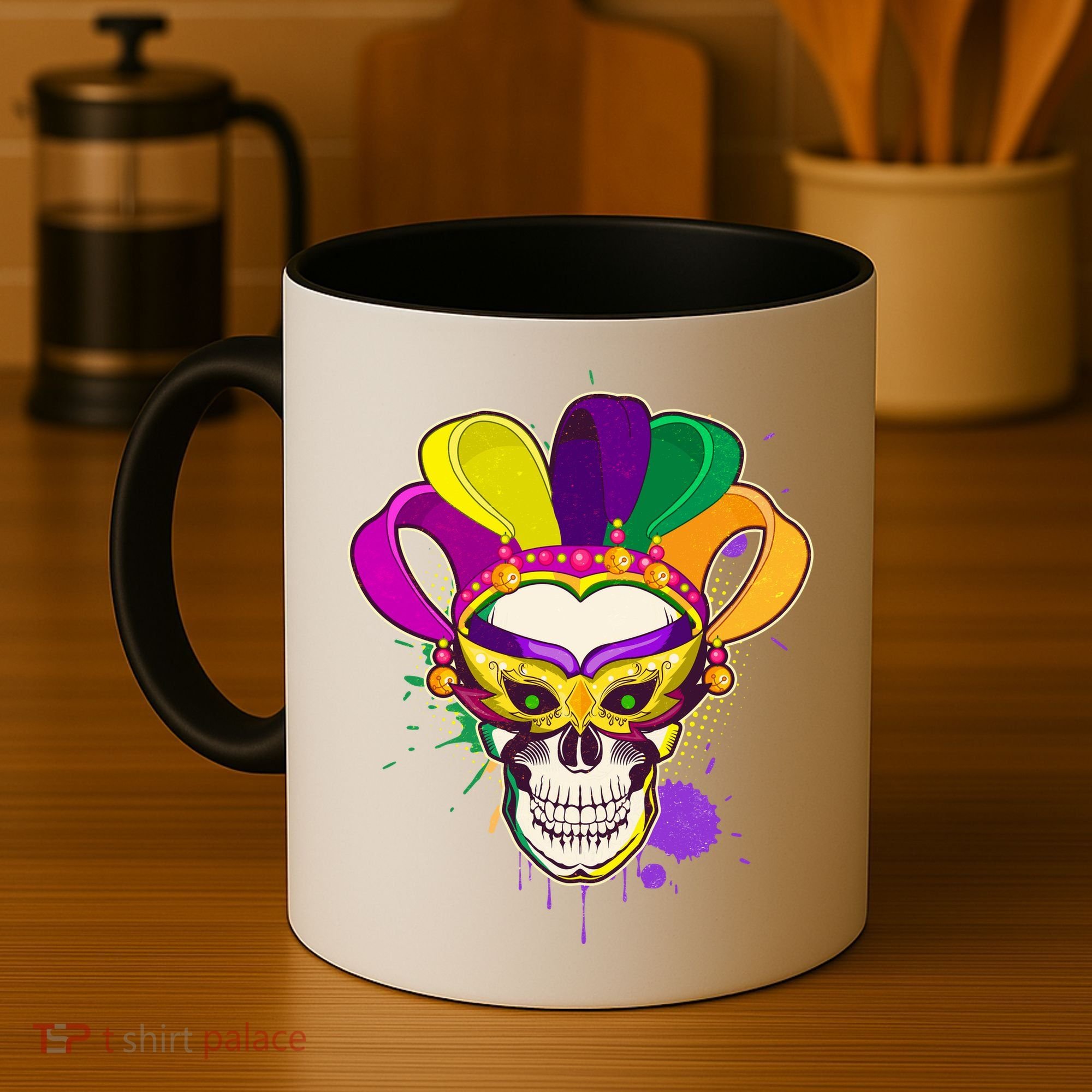 Festive Mardi Gras Skull  Coffee Mug