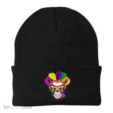 Festive Mardi Gras Skull Beanie