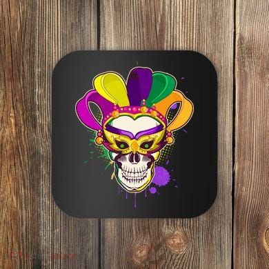 Festive Mardi Gras Skull  Coaster