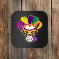 Festive Mardi Gras Skull  Coaster thumb 0