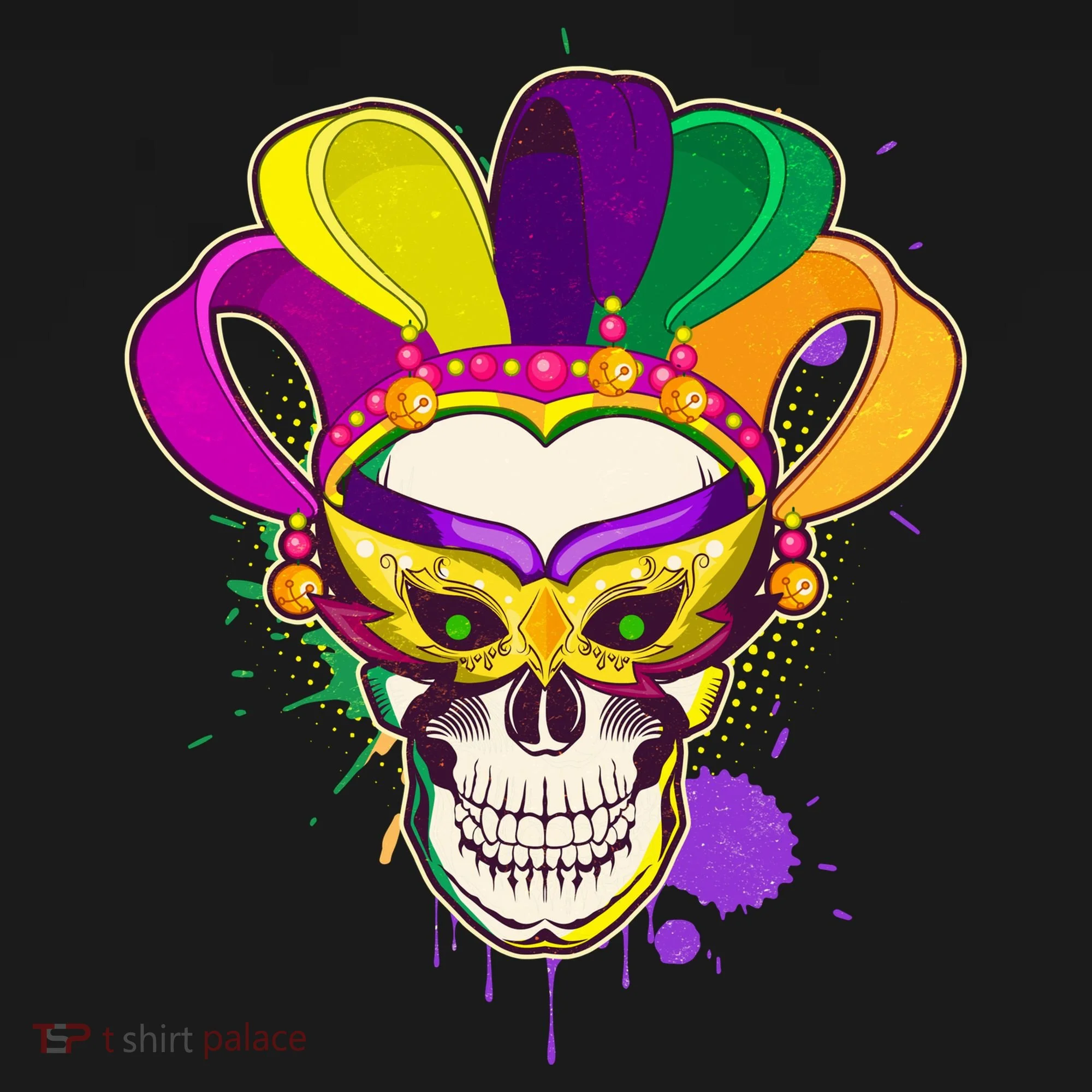 Festive Mardi Gras Skull  Coaster